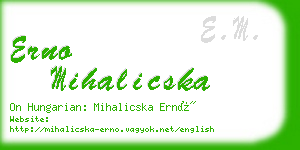 erno mihalicska business card